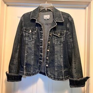 "Live a Little" Women's Vintage Medium Blue Wash Denim Jacket - Medium